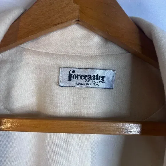 Marvin Richards Ivory 100% Pure Wool Trench Coat Topstitched Classic Maxi Size 6 - Picture 9 of 13